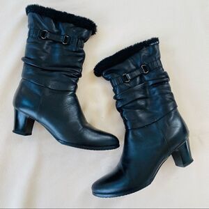 Womens Boots Leather Winter Fur Lined Casual Career Halfcalf Used EU37 US 6.5- 7